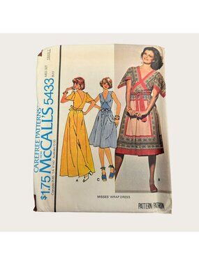 Vintage 1970s McCalls Sewing Pattern 5433 Misses Wrap Dress Size Small Uncut